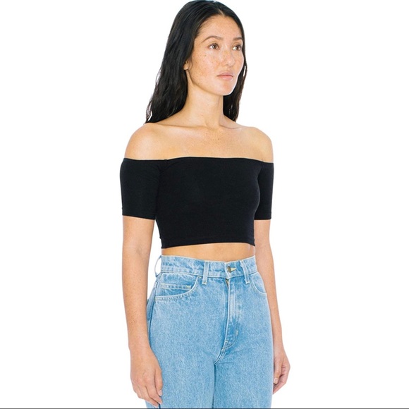 American Apparel Cotton Spandex Off-Shoulder Top - Picture 2 of 6